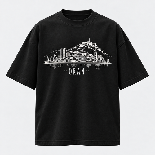 Black Oran skyline oversized T-shirt