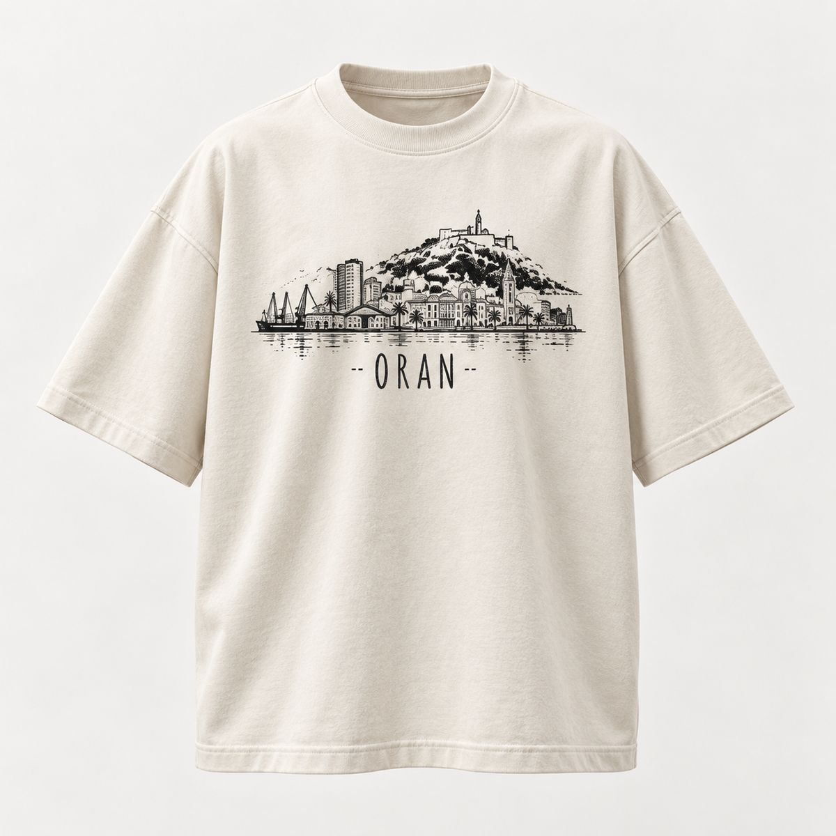 White Oran skyline oversized T-shirt